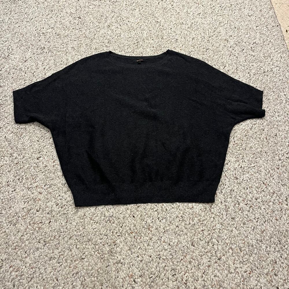 Quince Lightweight Cotton Cashmere Link Stitch Dolman Sweater S Heather Charcoal
